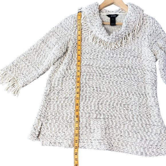 Ali Miles Cowl Neck Textured Sweater Womens PM Fringe Accents Soft Chic Modern - Picture 11 of 11